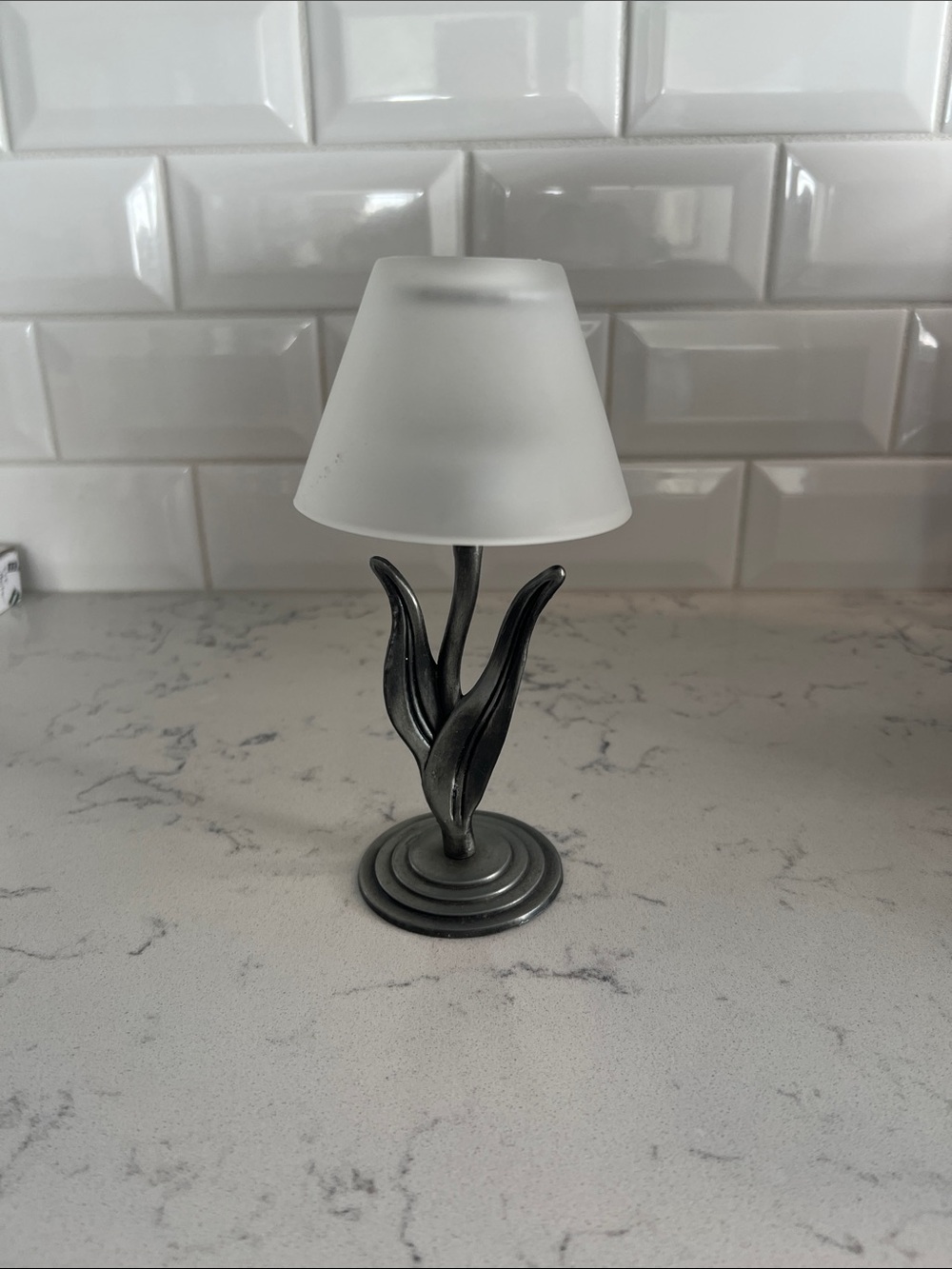 Mini frosted glass tea light lamp